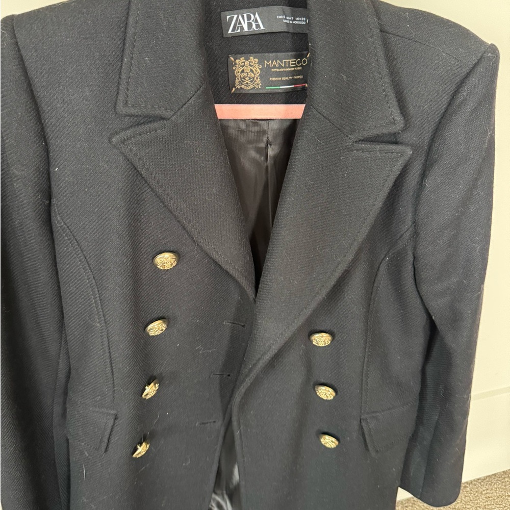 Zara Black Double-Breasted Coat